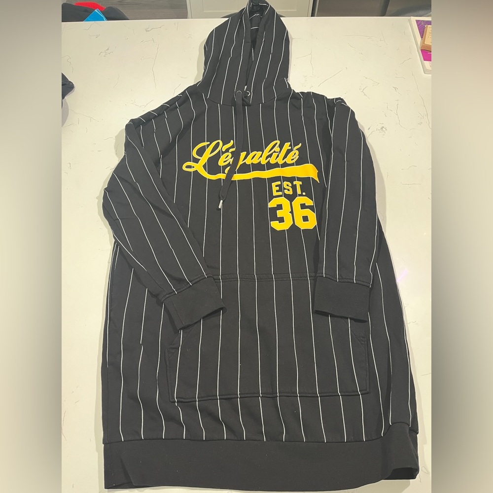 H&M Black and White Striped Hoodie